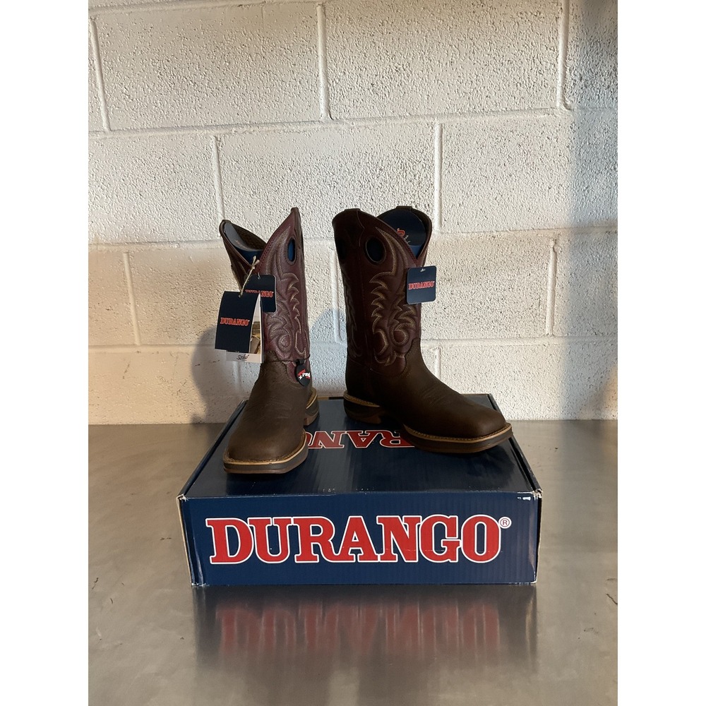 Durango Rebel Ultra-Lite Mens 7.5 Western Boots Coffee Sangria Red Leather